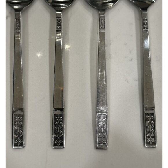 Vtg Set of 4 Fleur de Lis Serving Pieces Stainless Flatware Taiwan Customcraft - Picture 5 of 6